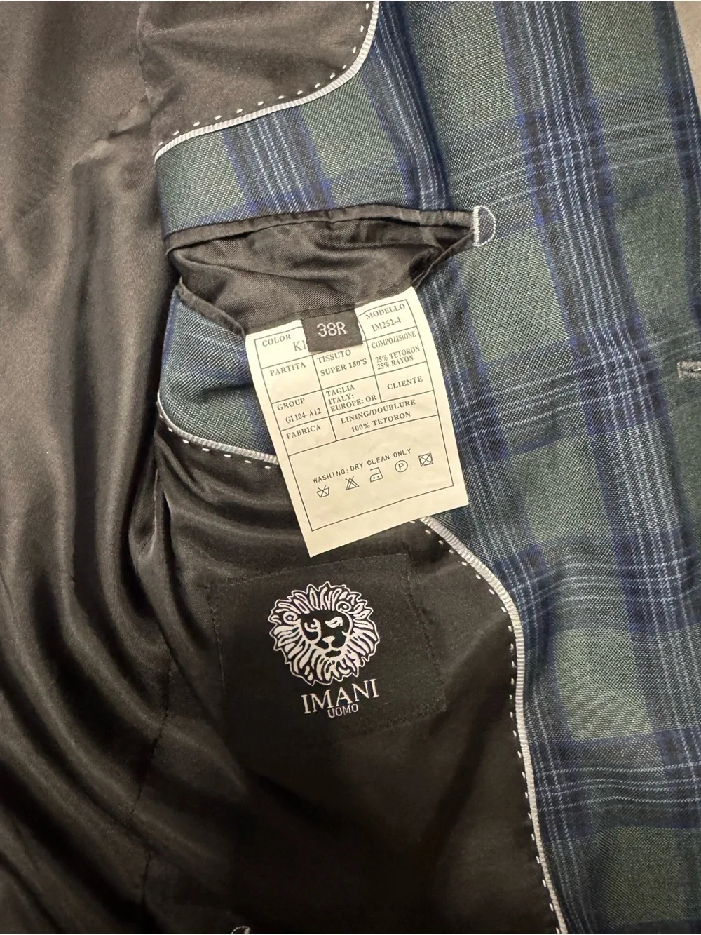 Men's Green Plaid Two-Button Blazer